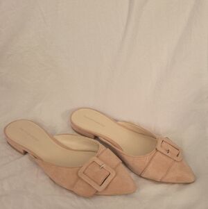 Saks Fifth Avenue Blush Pointed Buckle Mules